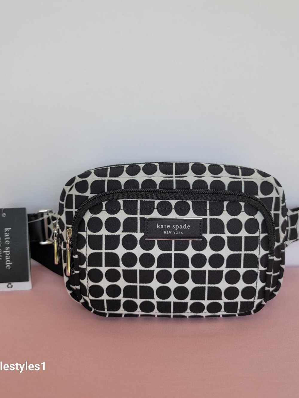 KATE SPADE Belt Bag Noel Jacquarded Printed Fabric Bag- Black Multi ⭐